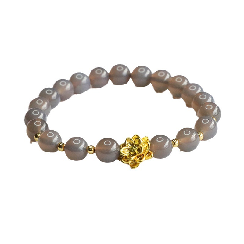 Picture of Yuyu natural smoke purple chalcedony bracelet lotus purple agate bracelet crystal jewelry factory wholesale MN3081101