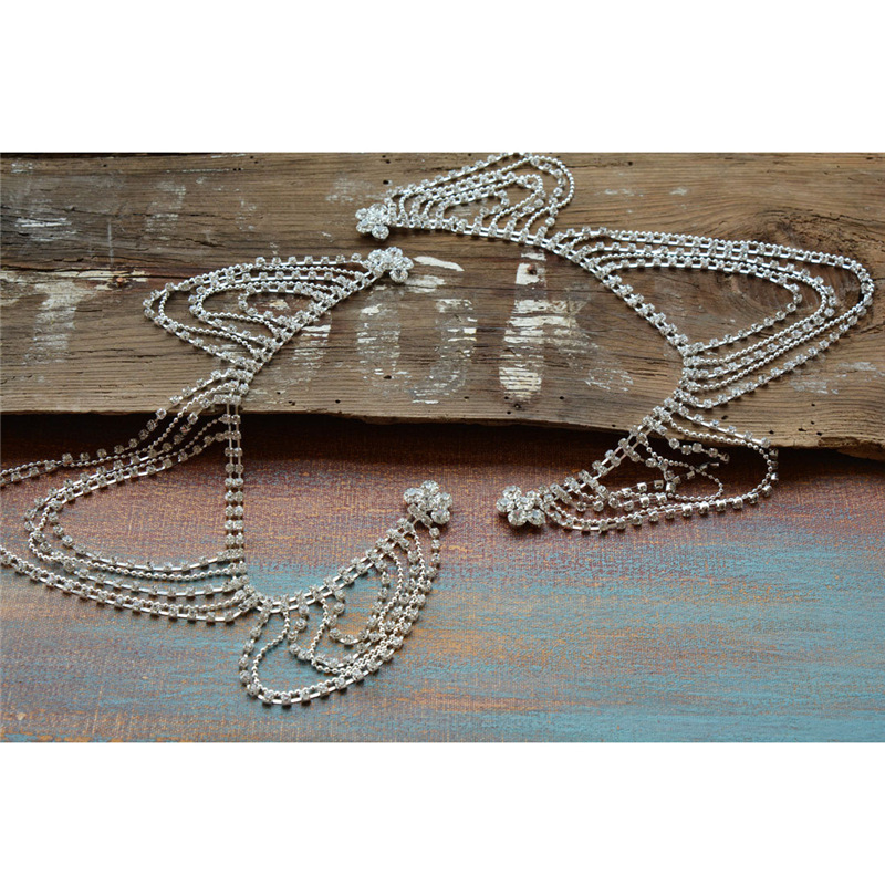 Picture of AliExpress new multi-layer rhinestone tassel shoulder chain European and American bridal shiny crystal body chain shawl jewelry