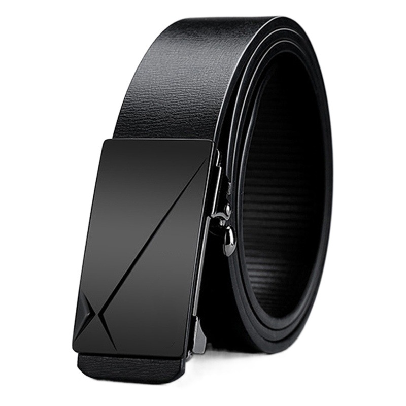 Cross-Border Belt Men's Upgraded Version Automatic Buckle Belt Business Casual Versatile Classic Two-Layer Cowhide Trouser Belt