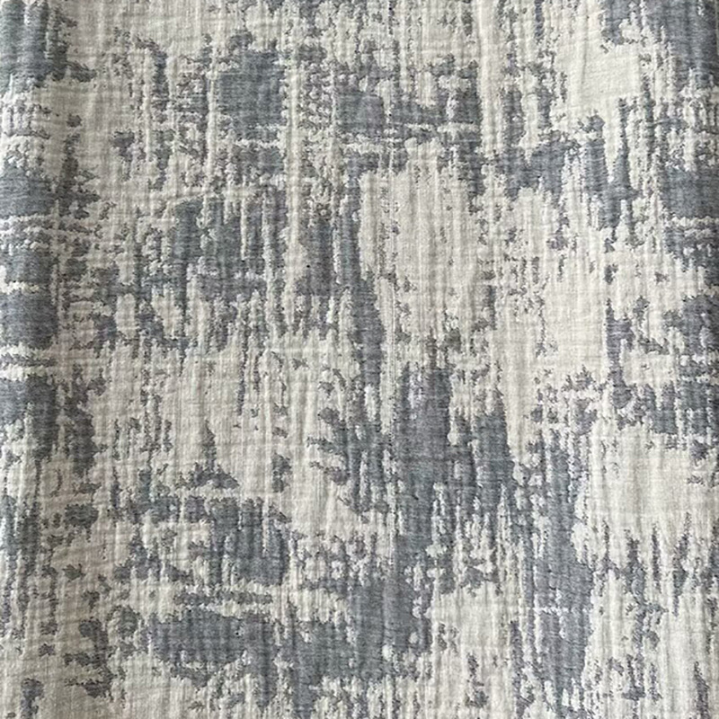185g Yarn-Dyed Cotton and Linen Double-Layer Jacquard Fabric Woven 2.5m Wide Unprinted Washed Crepe Fabric Wholesale
