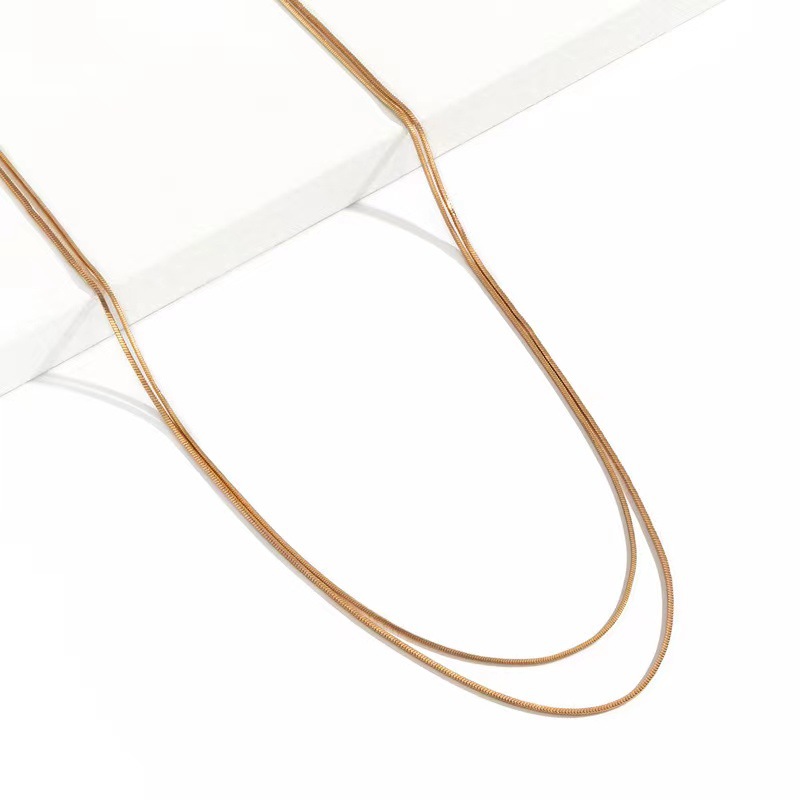 Picture of European and American Cross-border Jewelry Simple Double-layer Titanium Steel Plating 18K Gold Thin Snake Bone Waist Chain Women's Trendy Thin Chain Body Chain