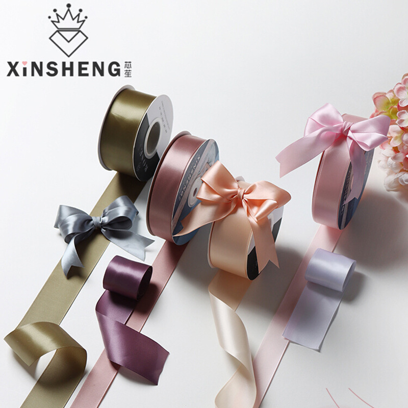 Core polyester ribbon gift packaging with bouquet flower packaging material cake baking bow diy handmade
