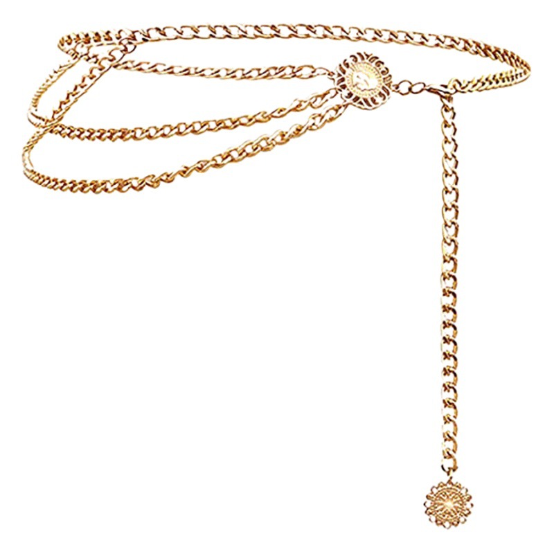 European and American Cross-Border Fashion Multi-Layered Waist Chain Aluminum Chain Body Chain Alloy Queen Avatar Retro Street Style Waist Chain