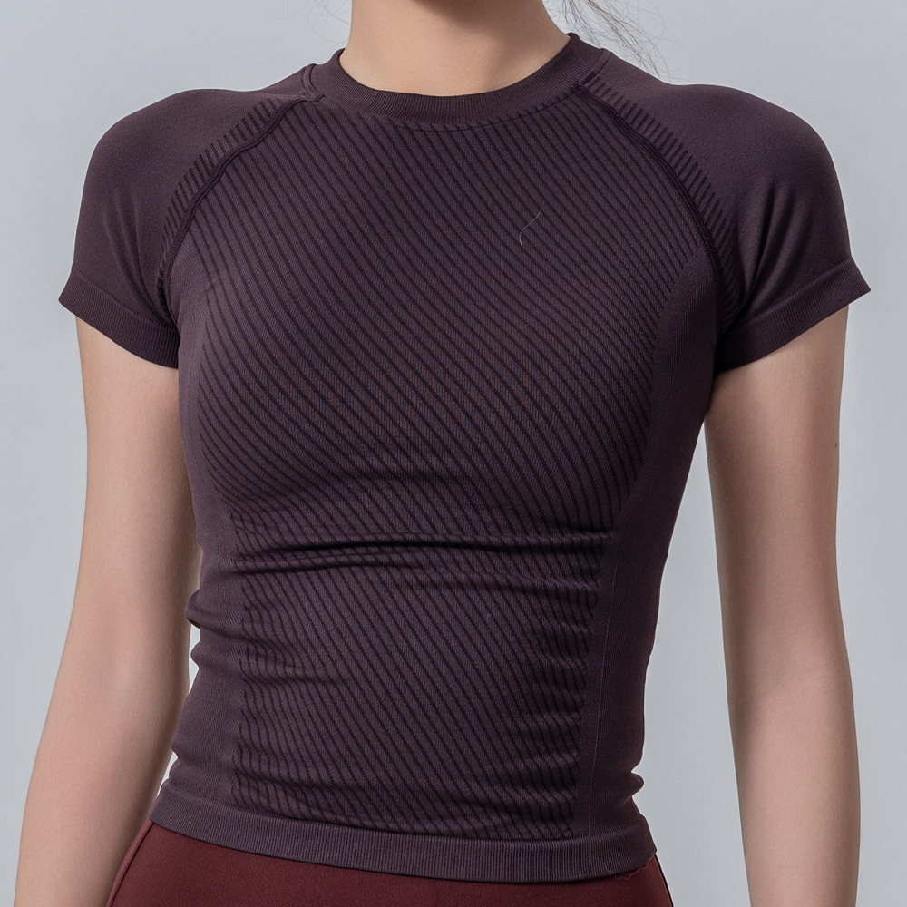 Picture of Yi Ang Spring and Summer Fitness Sports Running Short Sleeve Elastic Yoga Suit Women's Breathable Slim T-shirt in stock