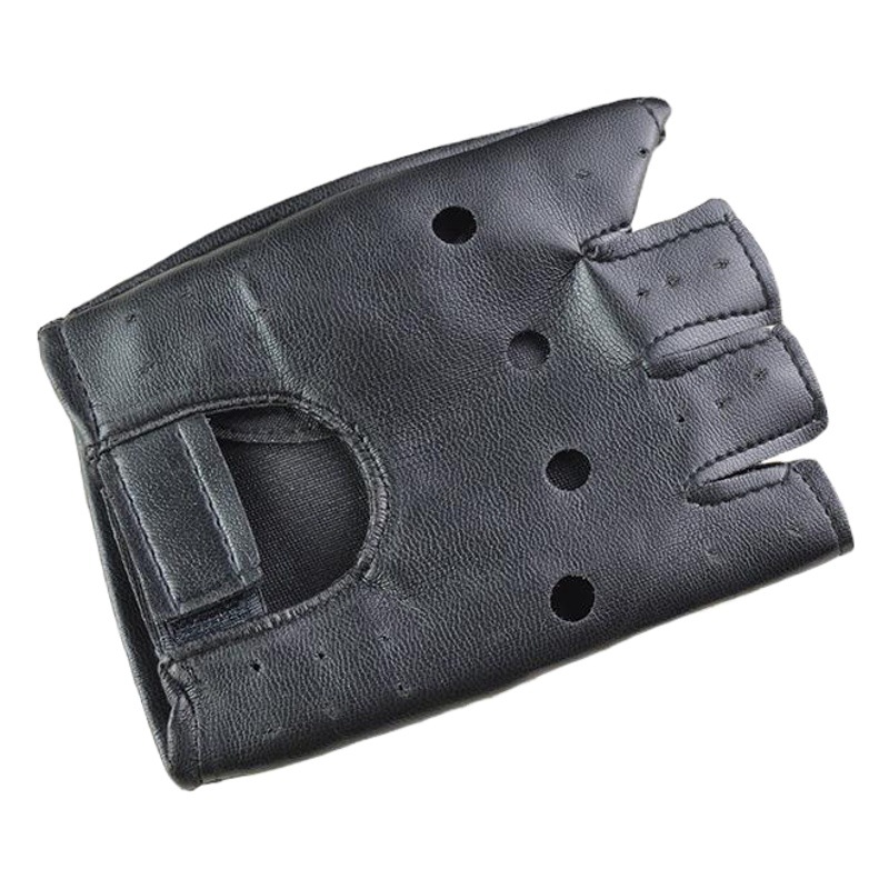 Picture of Men's hip-hop half-finger leather gloves nightclub pole dance non-rivet gloves performance dancing stars dance performance