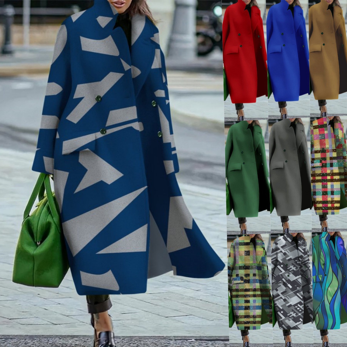 Picture of Amazon Cross-border Foreign Trade Europe and America Explosions Loose Winter and Autumn Women's Woolen Jacket Warm Commuting Elegant Coat