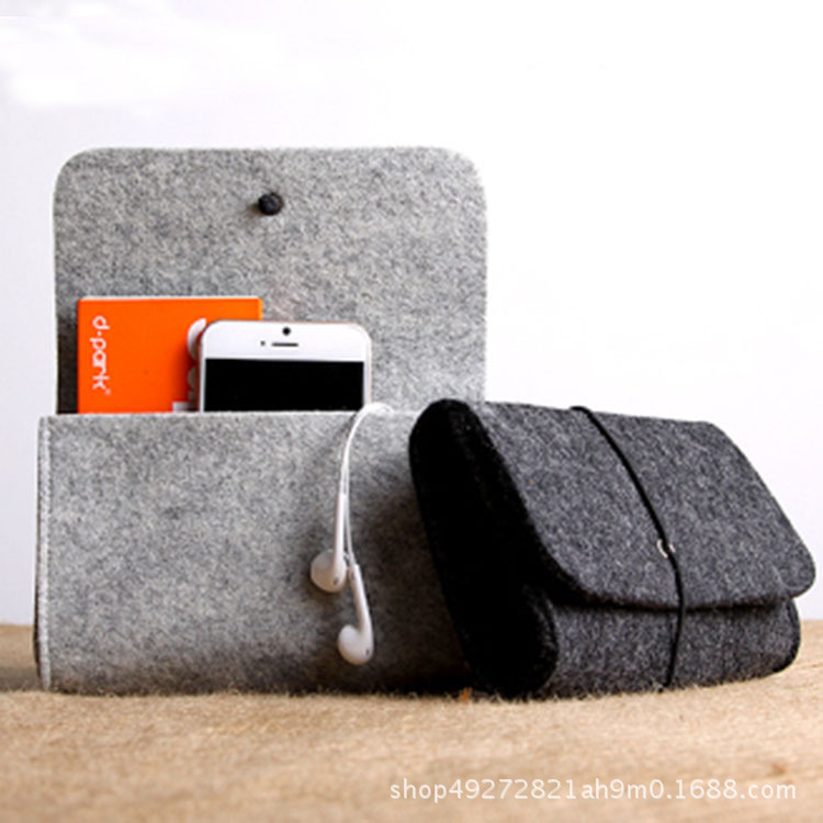 Felt power bag felt data line mouse charging treasure storage bag felt accessories bag wholesale printable logo