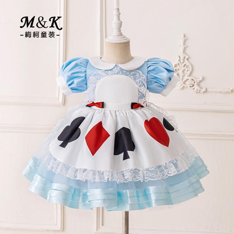 Alice Dream Travels Girl's Dress Pleated Dress Printed Lace Princess Dress Dress children dresses