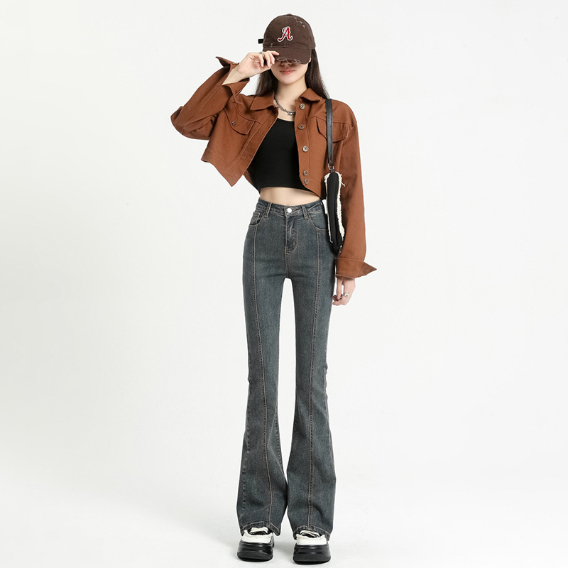Picture of Micro-La Jeans Women's Autumn Wear 2023 New High Waist Slimming Black Tall Bell Pants for Children Spring and Autumn