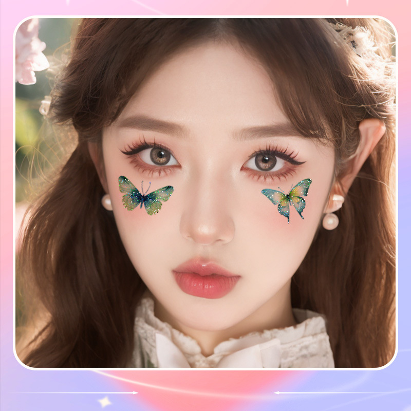 Picture of Glitter Butterfly Wings Tattoo Sticker Arm Face Decorations Waterproof Lasting Butterfly Cute Photo Makeup Color Stickers