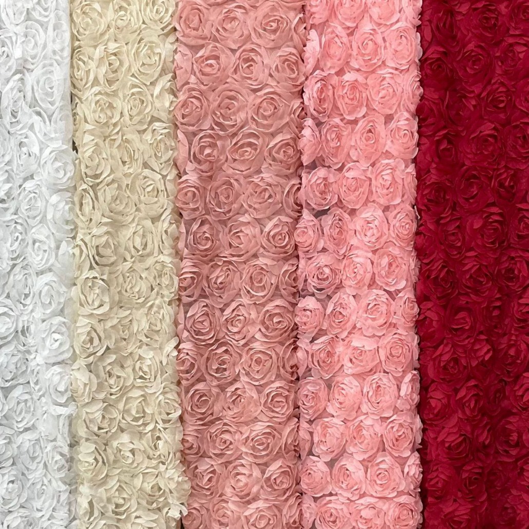 European and American Foreign trade new high-grade rose crocheted embroidered lace fabric three-dimensional floating flower embroidered fabric