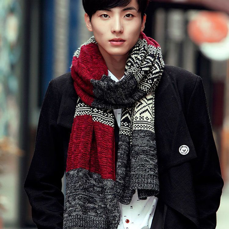 Autumn and Winter Mixed Color Twist Scarf, Fashionable Couple Male Student Versatile Mid-Length Knitted Scarf Manufacturer Wholesale