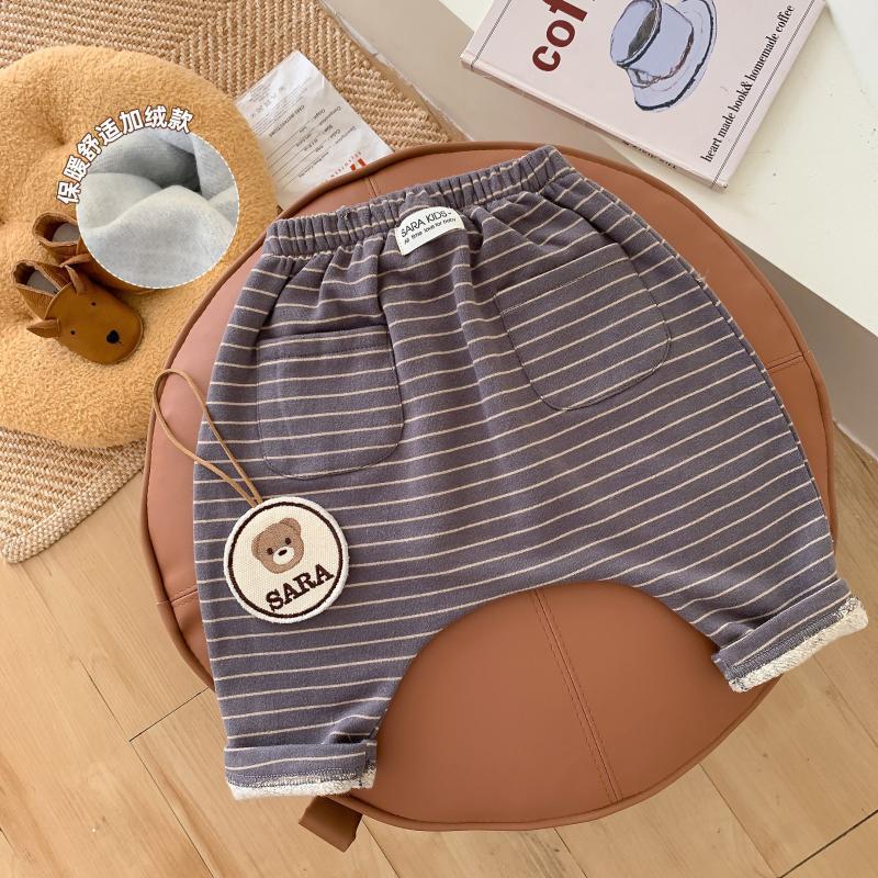 Picture of Baby's big pp pants winter clothing infant plus velvet harem pants children's winter thickened pants baby striped harem pants