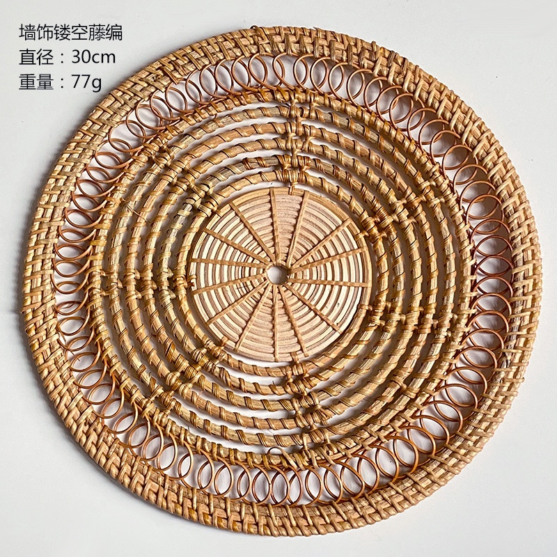 Picture of Nordic handmade Rattan woven bed & breakfast Wall pendant decoration European style living room entrance home wall hanging Rattan
