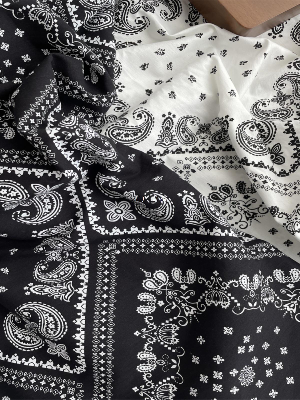Internet Celebrity Design Cashew Flower Vintage Cotton Linen Printing dress Shirt Pajamas Clothing Fabric