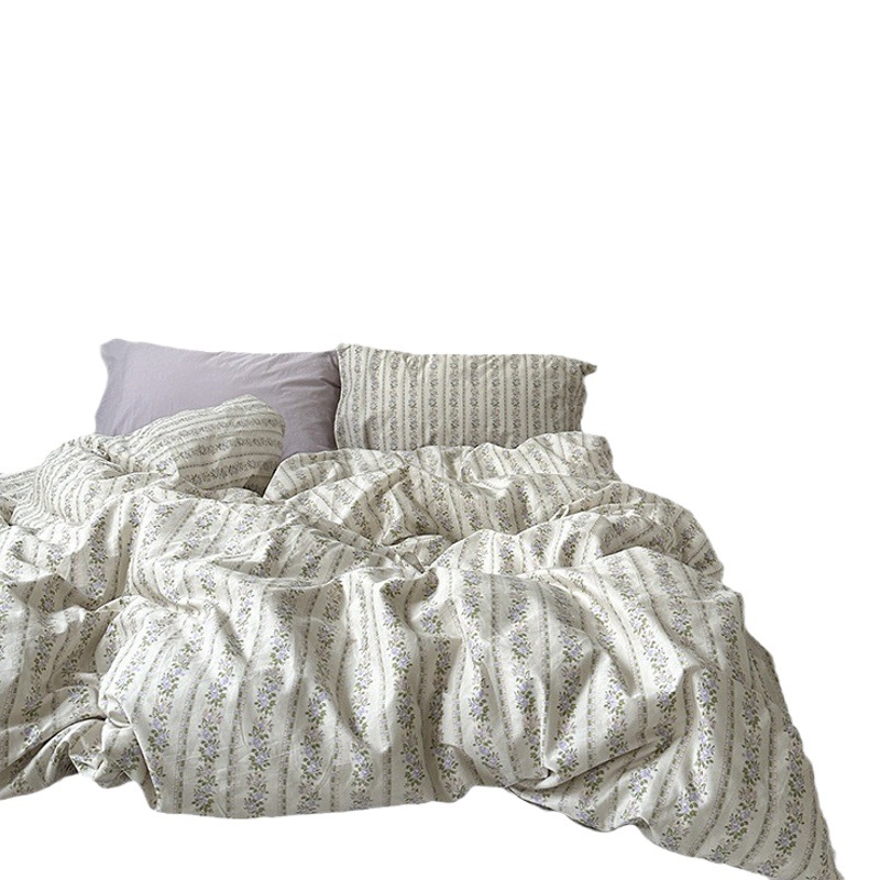 ins retro cotton four-piece set pastoral small floral cotton four-piece set girl's heart quilt cover bed sheet fitted sheet bedding