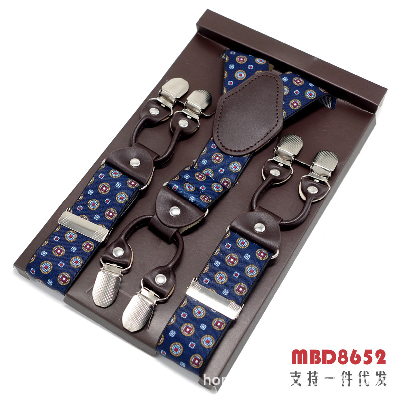 Picture of Cross-Border Supply Men's Suspenders Six-Clip Suspenders Elastic Adjustable Fat People Suspenders Men and Women Suspenders