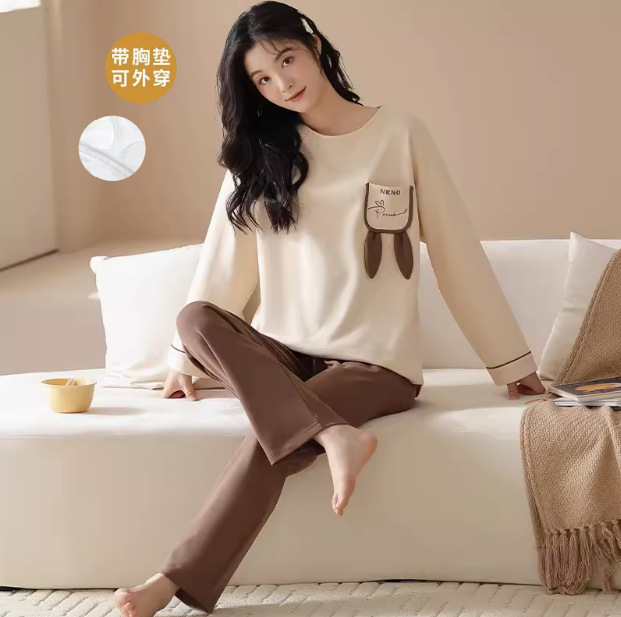 2024 New Pajamas Women's Spring and Autumn Cotton Sweet Long Sleeve Autumn Casual Outwear suit