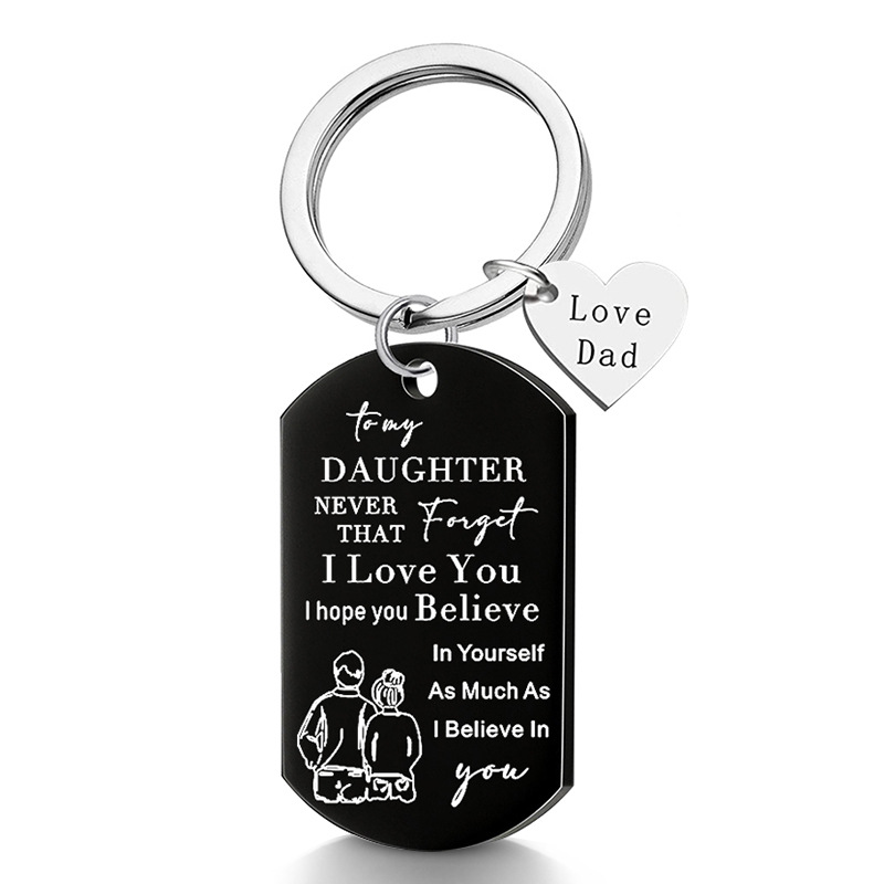 Picture of European and American jewelry stainless steel keychain necklace TO MY DAUGHTER as a gift from father TO DAUGHTER