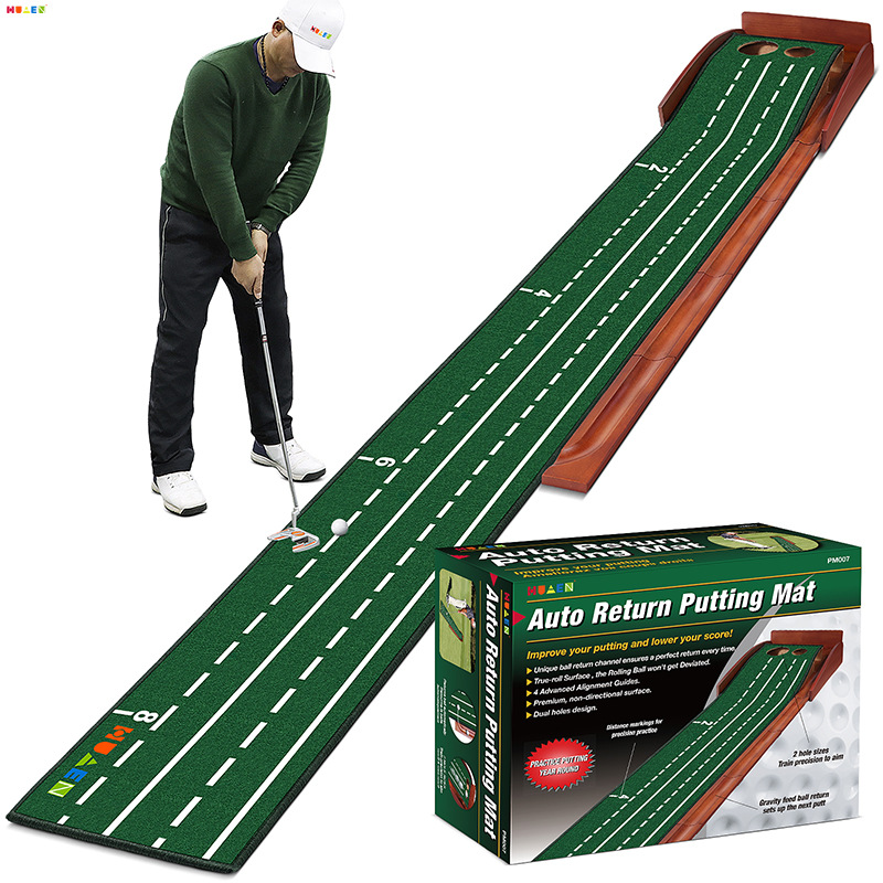 HUAEN indoor putter pad, golf putter pad with ball return function, home and office