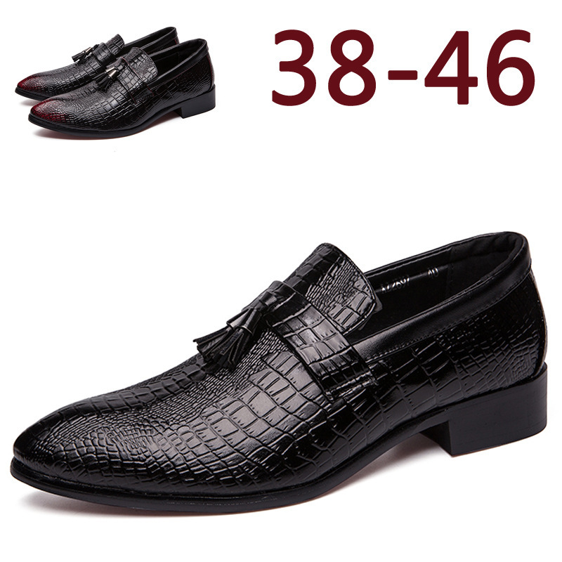 A generation of hair size 46 men's crocodile tassel formal leather shoes toe nightclub fashion pointed casual shoes