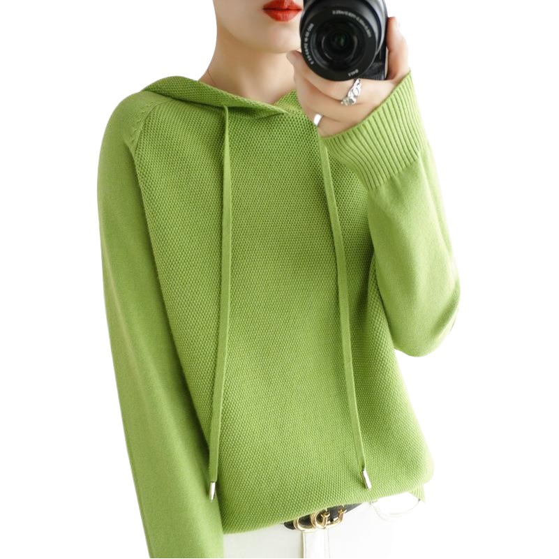 Hooded Sweater Women's Spring and Autumn 2025 New Hoodie Base Shirt Inner Knitted Shirt Casual plus size Hooded Sweater Women