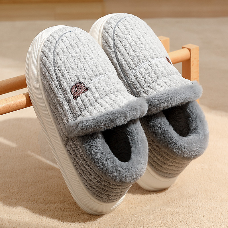 Men's Winter Cotton Shoes for Outdoor Wear, Thick-Soled, Non-Slip, for Middle-Aged and Elderly People, Indoor Plush Warm Slippers with Heel Cover, Women's Wholesale