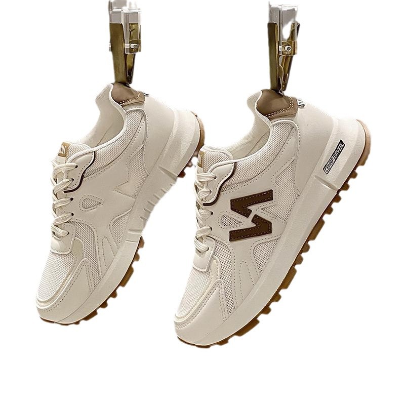 Picture of Thick-Soled Dad Shoes for Women, New Trbottomyy Sports and Casual Shoes, Spring & Fall Versatile Waffle Ins Casual Height-Increasing White Shoes
