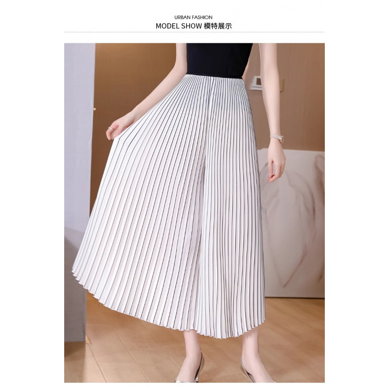 Spring Women's Pants Long Loose Wide-leg Pants Stretch Pleated Pants Skirt Pants Slim-fit Slimming Trousers High Waist Pants