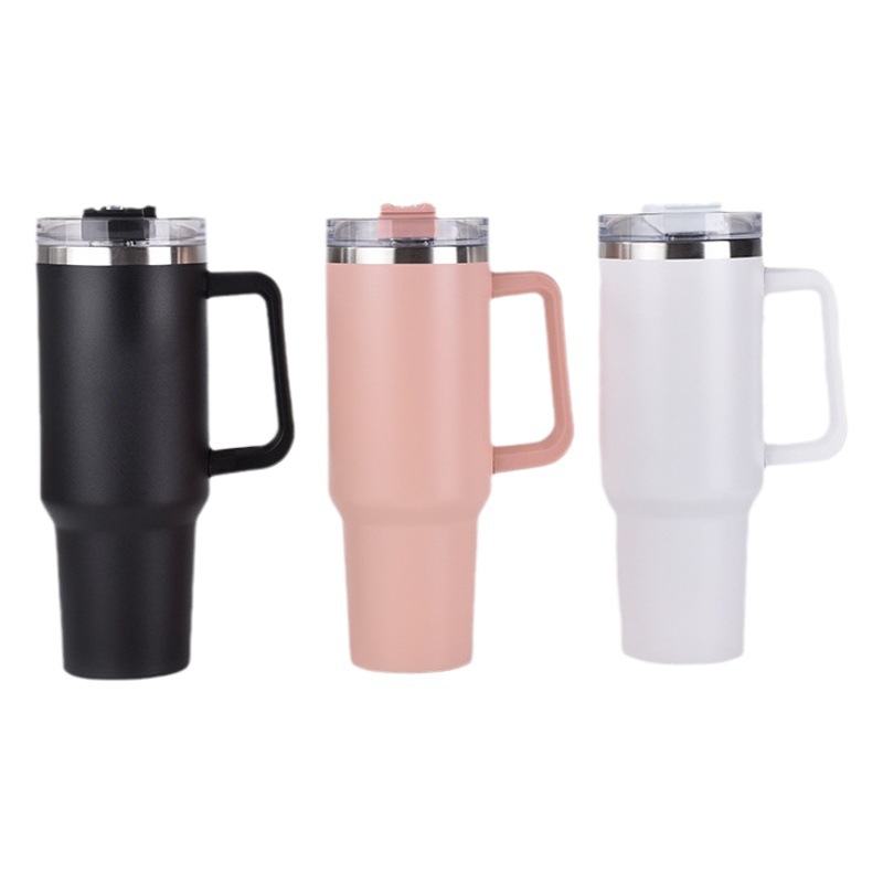 Cross-border 40oz handle car cup 304 stainless steel straw thermos cup large capacity car portable ice cup