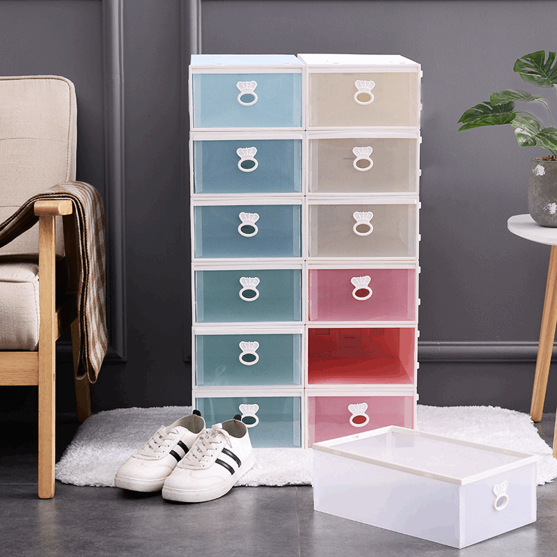 Thickened Shoe Box Storage Box Transparent Drawer-Type Shoe Dust-Proof Plastic Storage Box Shoe Cabinet Shoe Storage Box Crown