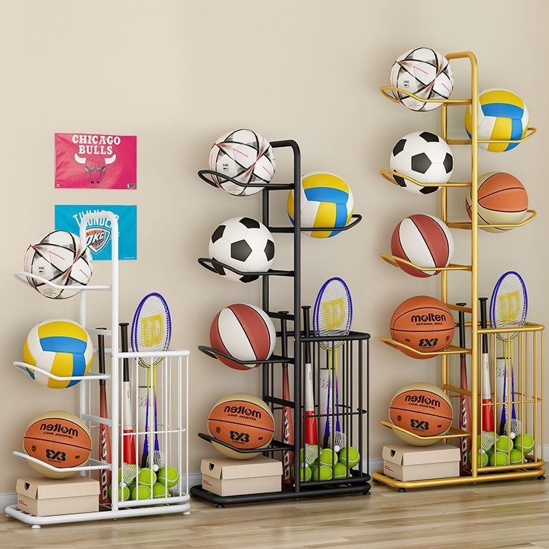 Picture of Home indoor simple volleyball organizing and storage basket, basketball storage rack, children's ball game placement shelf