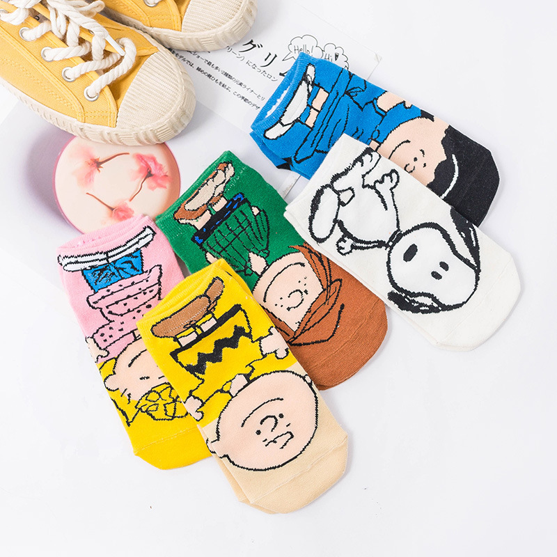 Summer New Cartoon Anime Puppy Women's Cotton Boat Socks Wholesale Japanese Straight Board Sports Leisure Sweat Wicking Women Socks