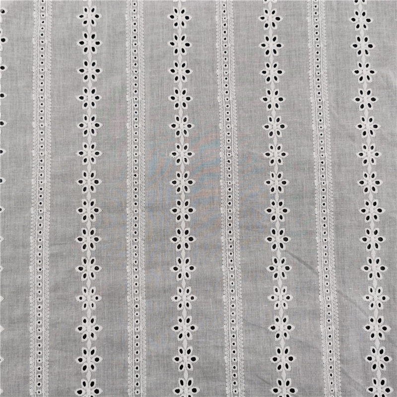 Picture of Spot supply full cotton embroidered fabric embroidered cloth vertical stripes small flower fashion lace spring and summer dress
