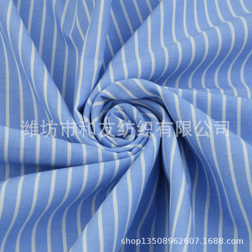 Cotton Yarn-dyed Blue and White Vertical Shirt Fabric Spring and Autumn Women's Dress Fashion Shirt Fabric