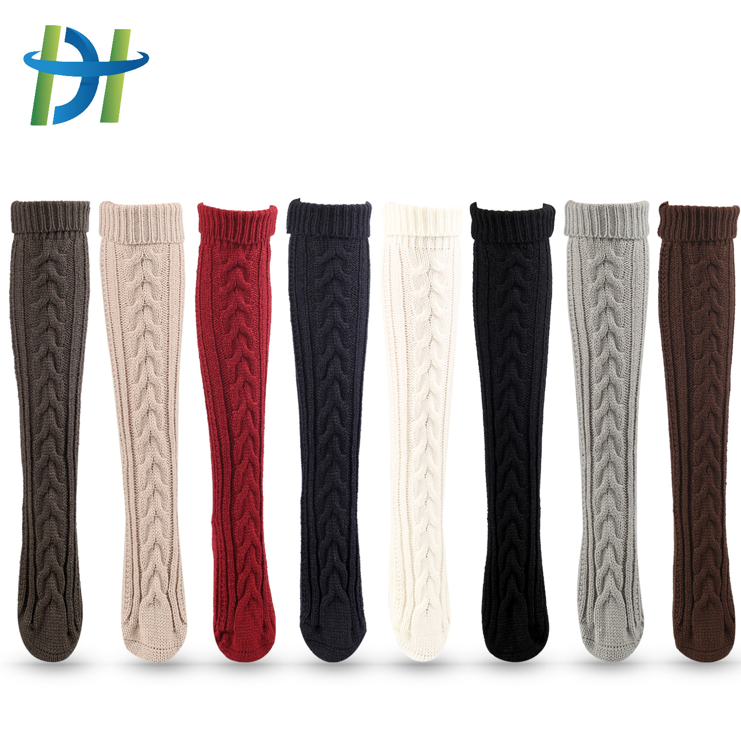 Autumn and winter new warm wool leg socks Christmas boots over the knee socks twist knitted foot floor socks