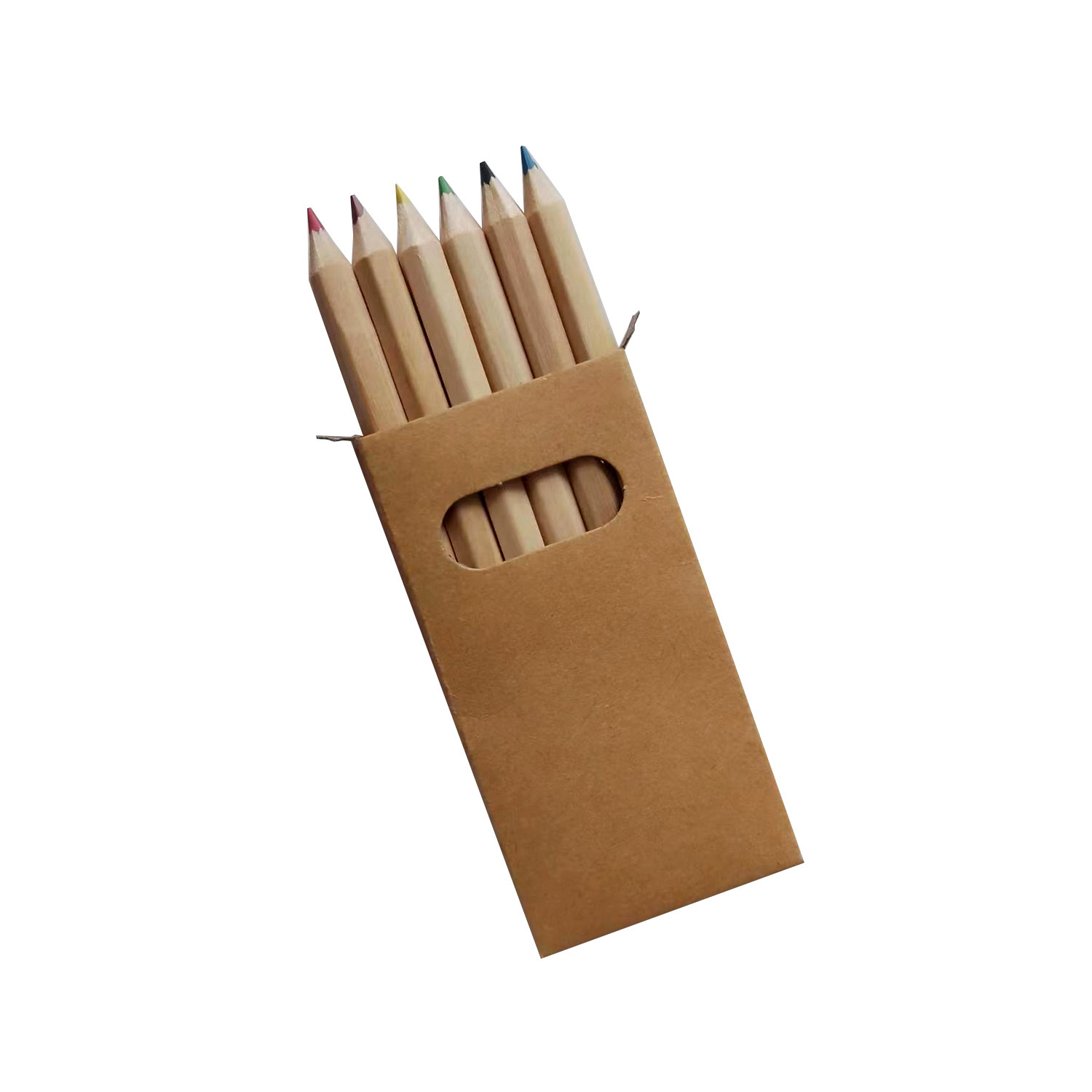 Picture of Wholesale Log Paper Box with 6-Colorful Short Mini Colorfuled Lead Kraft Paper Box with Colorfuled Pencils