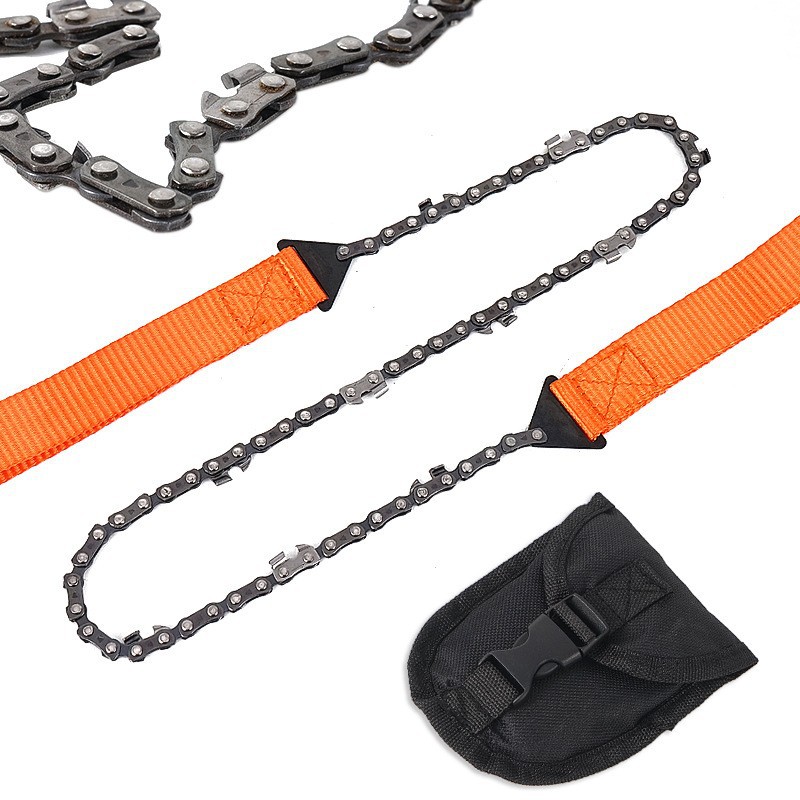 Outdoor portable pocket hand pull chain saw 11/33 tooth 24-inch camping survival chain saw garden logging wire saw worker