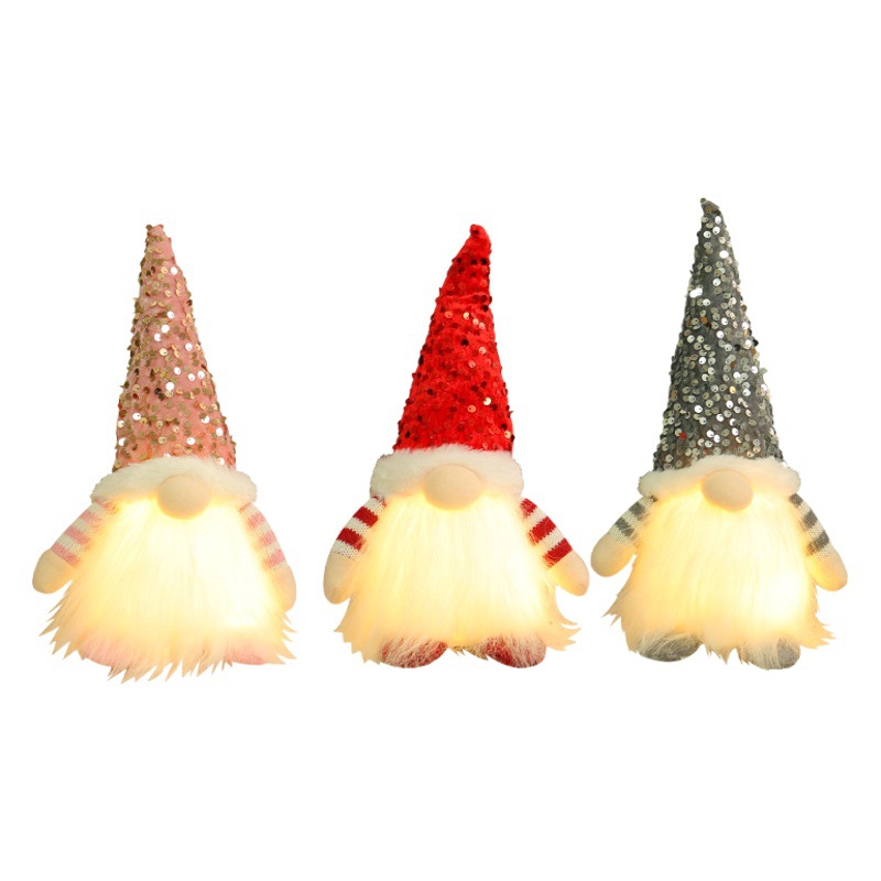 Hong Kong love Christmas decoration Christmas sequins with lights Rudolf doll Christmas luminous faceless doll decoration