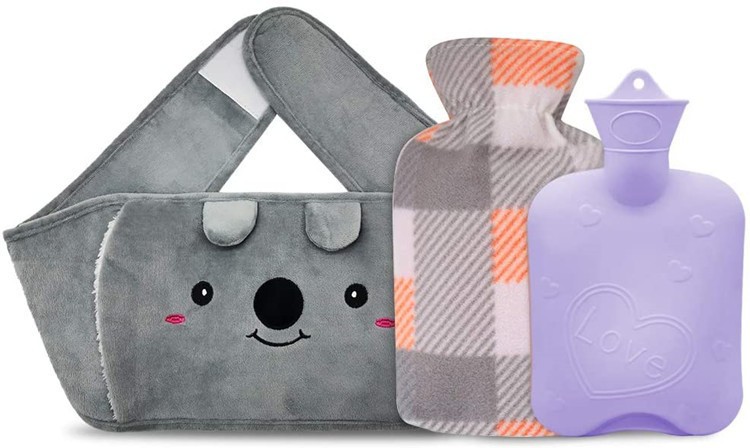 Picture of Three-piece hot water bag with cloth cover water injection waist warming belly warming Kaola belt PVC hot water bag warm belt