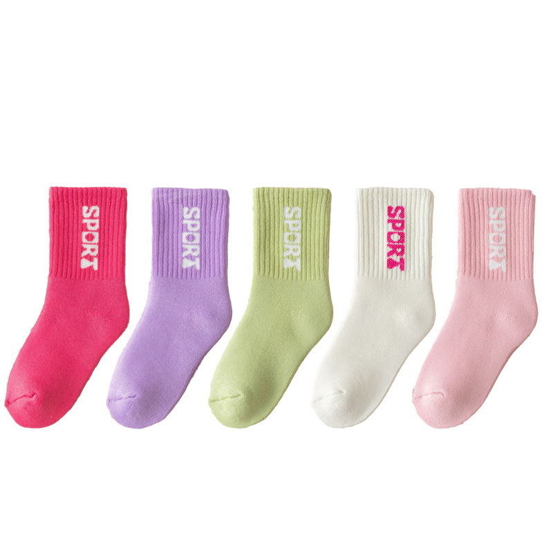 Picture of Children's Terry Socks for Girls in Autumn and Winter Thickeneded Warm Candy-Colored Letters for Girls Winter Plus Velvet Thick Socks Wholesale