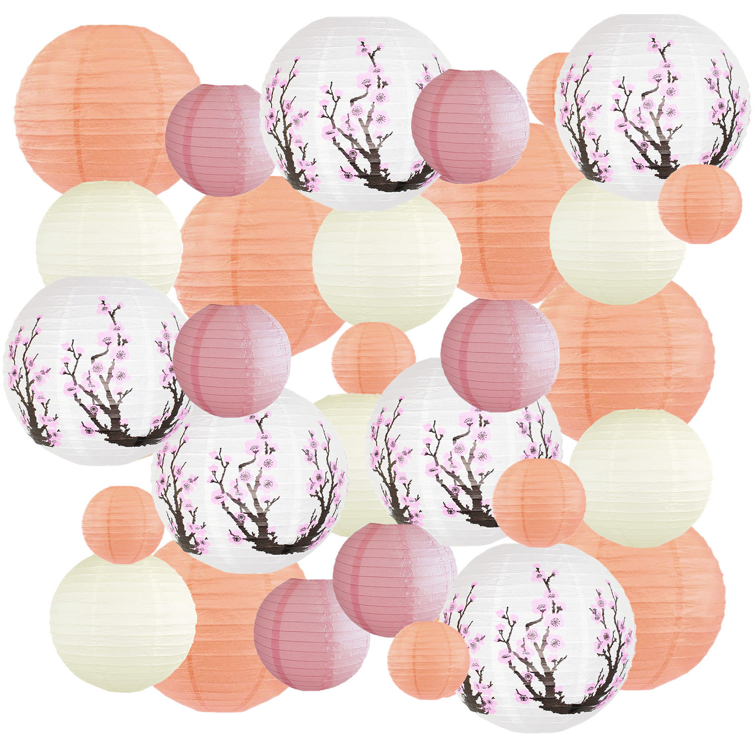 Picture of Spring, Summer, Autumn and Winter Colorfulful Paper Lanterns Round Foldableable Paper Art Combination Set Hanging Lanterns