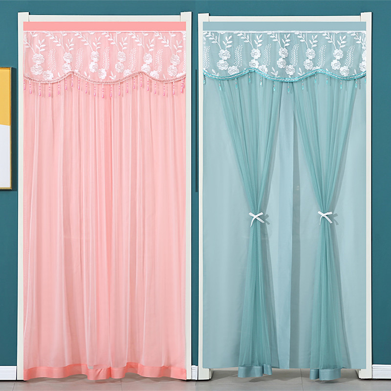 Hot Wholesale City Anti-mosquito and Fly Shading Door Curtain Punch-free Installation Lace Gauze Curtain Partition Decorative Wardrobe Curtain