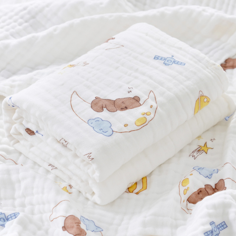Baby Bath Towel Pure Cotton Wholesale Pure Cotton Four-Layer Gauze Newborn Wrap Summer Newborn Baby Supplies Children's Blanket