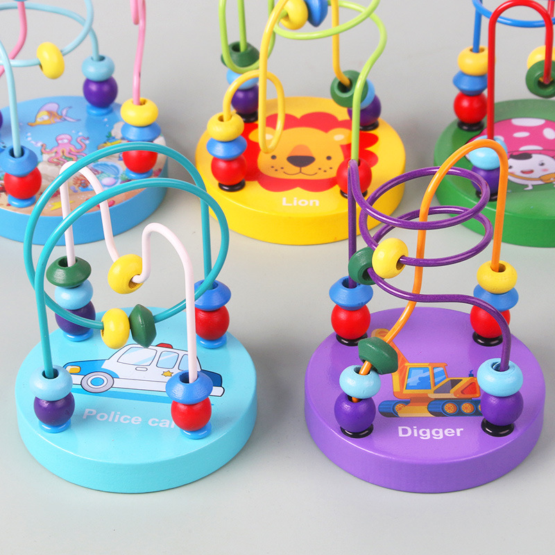 Picture of Wooden Mini Cartoon Small Beaded Beads Kindergarten Baby Baby Children Color Cognitive Intelligence Early Education Toys