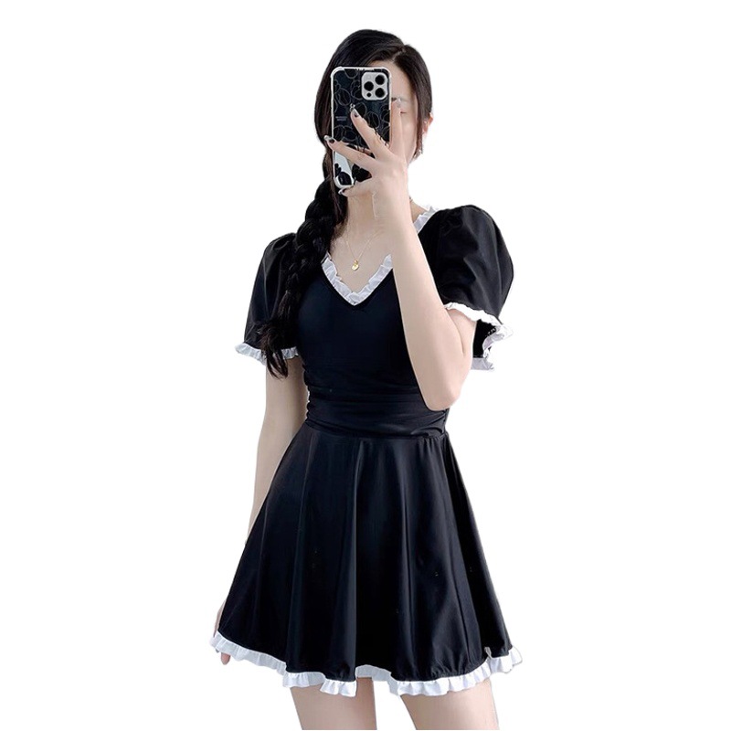 One-piece swimsuit for women 2023 New plus size hot spring slimming belly covering skirt conservative big chest push up swimsuit boxer