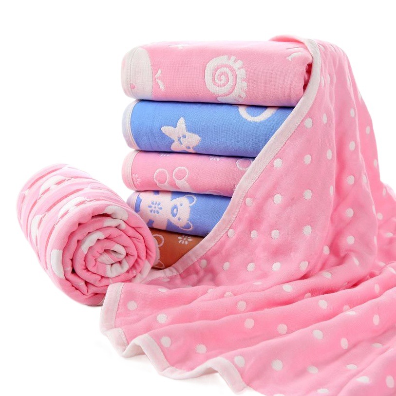 Six-Layer Gauze Kidsren's Quilt, Baby Cotton Jacquard, 6-Layer, Can Be Used in All Seasons, Kindergarten High-Density Baby and Kidsren's Bath Towel, Skin-Friendly