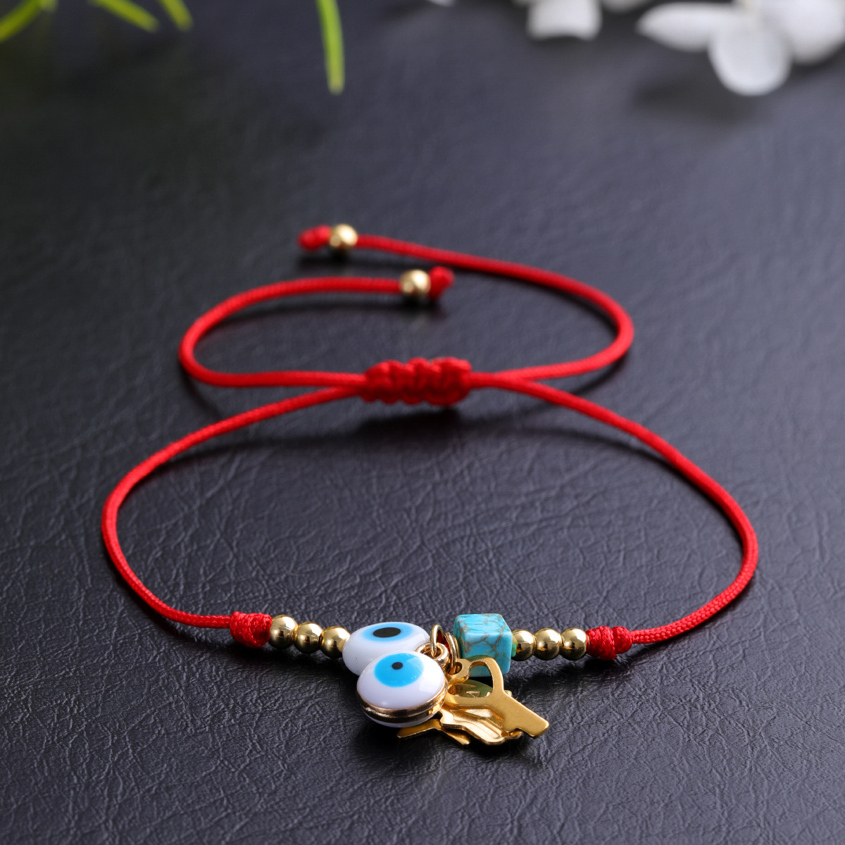 Summer Wear Red Rope Bracelet Couple Gift Resin Eye Decoration Fashion All-match Hand-woven Bracelet