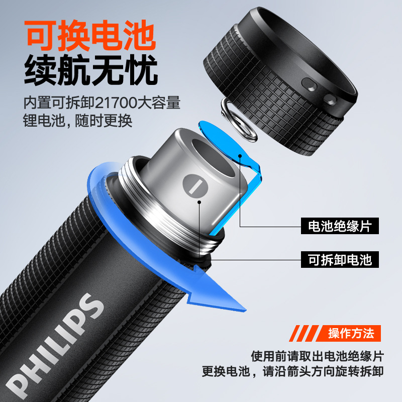 Picture of Philips Flashlight Strong Light Long-range Long-range Survival Outdoor Patrol Lighting Emergency Light SFL2203