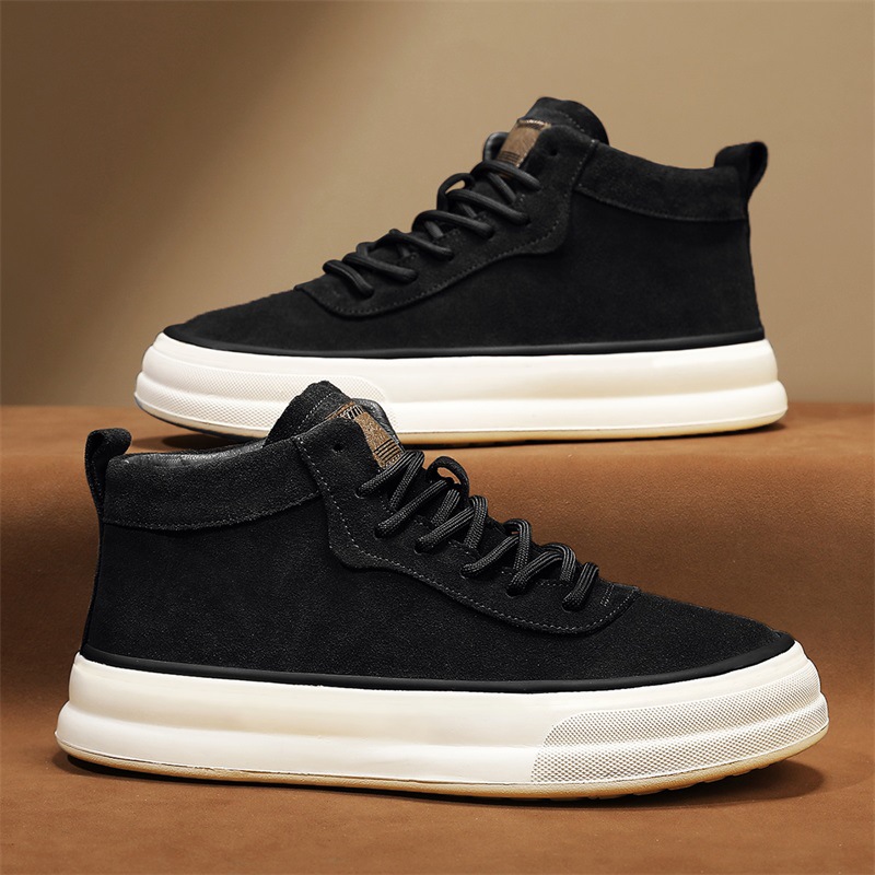 2024 autumn and winter high-top men's shoes frosted leather shoes men's trendy board shoes fashion sports casual shoes cross-border plus size